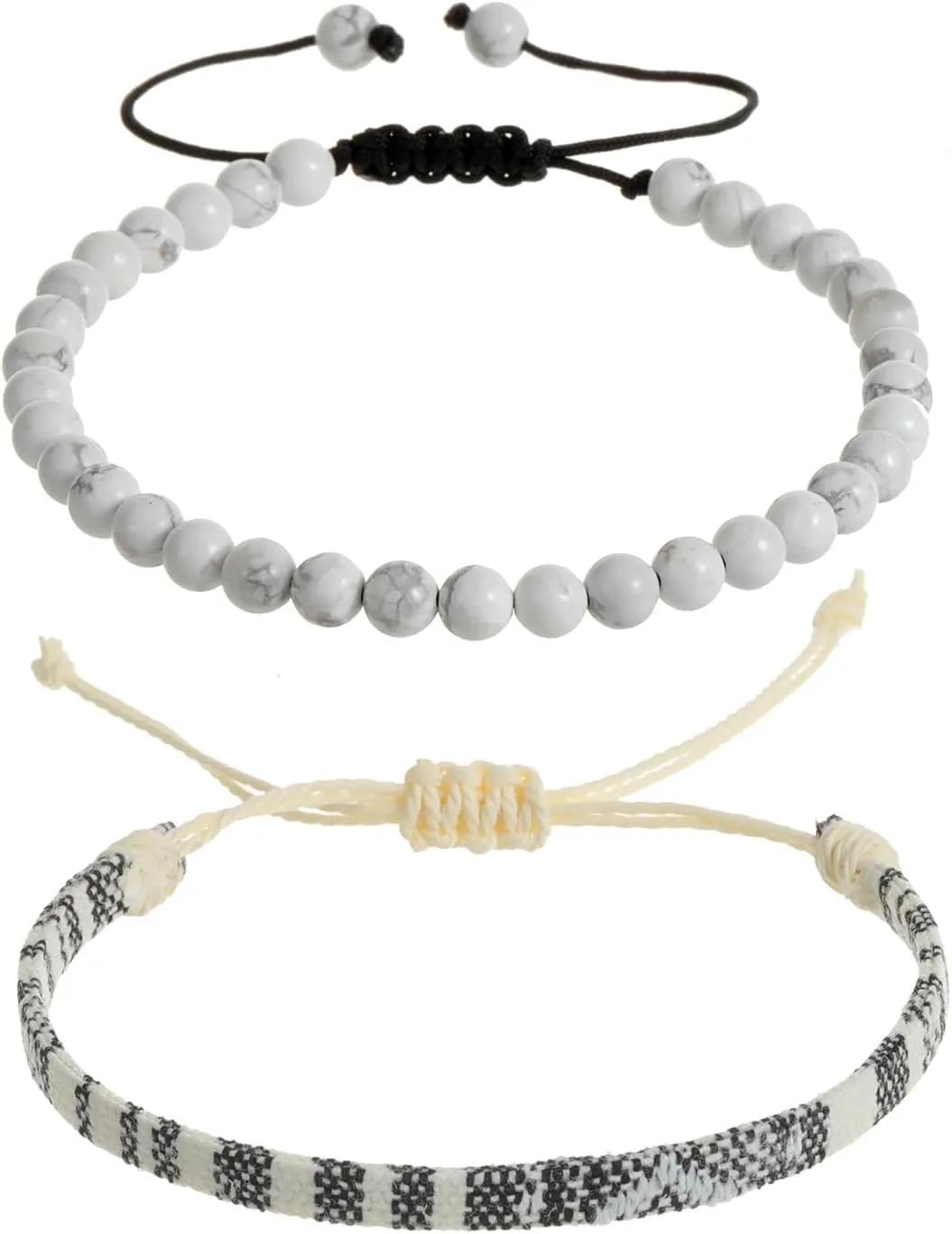 LUBINGSHINE 2pcs Surfer Beach Bracelet, Weave Bracelets for Men Women, Handmade Boho Beaded Braided Bracelets, Summer Jewelry Wrap Bracelets, Waterproof Adjustable Anklet