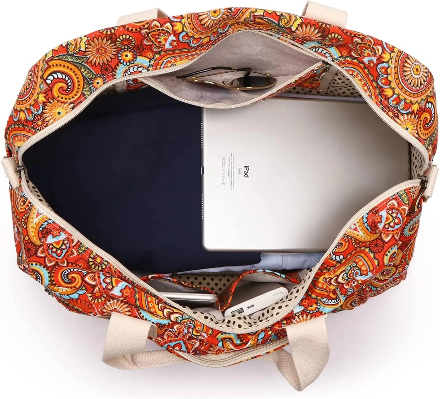 Malirona Canvas Overnight Bag Women Weekender Bag Carry On Travel Duffel Bag Floral