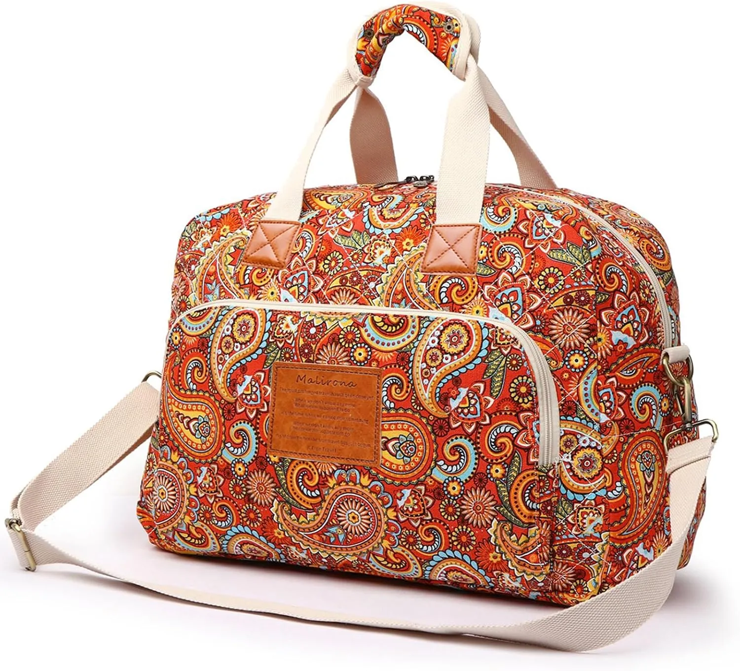 Malirona Canvas Overnight Bag Women Weekender Bag Carry On Travel Duffel Bag Floral