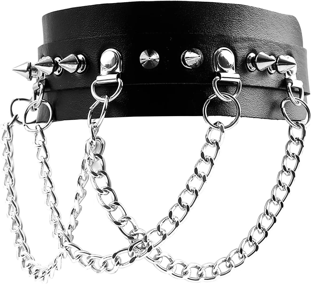 Manfnee Cool Punk Gothic Collar for Women and Men Black PU Leather Vingate Necklace Adjustable