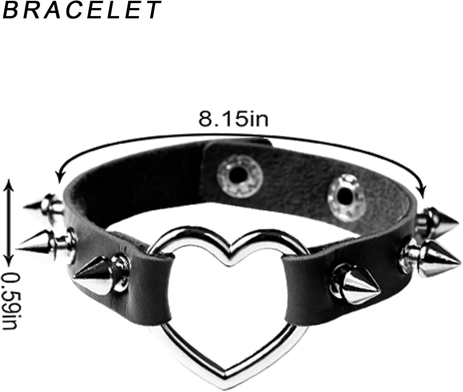 Manfnee Leather Studded Spike Bracelet Choker Punk Gothic Metal Rivet Cuff Bangle Black Wristband
