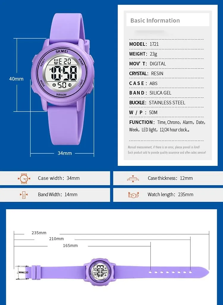 MASTOP Fashion LED Light Digital Sport Watches Stopwatch Calendar Clock 5Bar Waterproof Multifunctional Wristwatch