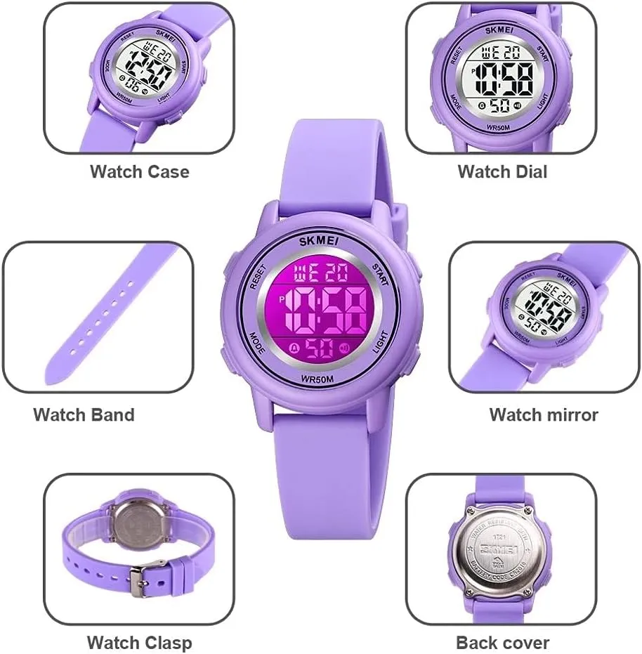 MASTOP Fashion LED Light Digital Sport Watches Stopwatch Calendar Clock 5Bar Waterproof Multifunctional Wristwatch