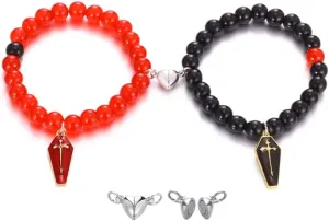 Matching Bracelets for Couple Halloween Bracelets Spider Ghost Cross Charms Bracelets Friendship Relationship Promise Bracelet for Best Friends Bff Jewelry Gifts