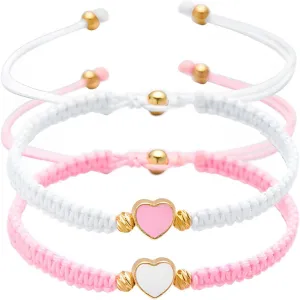 Matching Bracelets for Couples 2 PCS Couples Bracelet Valentines Day Heart Bracelets Set Forever Woven Bracelets Adjustable Rope Promise Couples Friendship Birthday Gifts