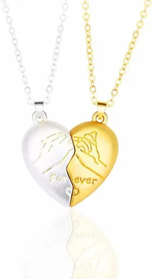Matching Necklaces for Couples Personalized Stainless Steel Customized Love Heart Forever Pendant Necklaces Valentine's Day Jewelry for Best Friends Women Men