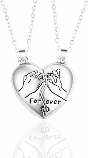 Matching Necklaces for Couples Personalized Stainless Steel Customized Love Heart Forever Pendant Necklaces Valentine's Day Jewelry for Best Friends Women Men