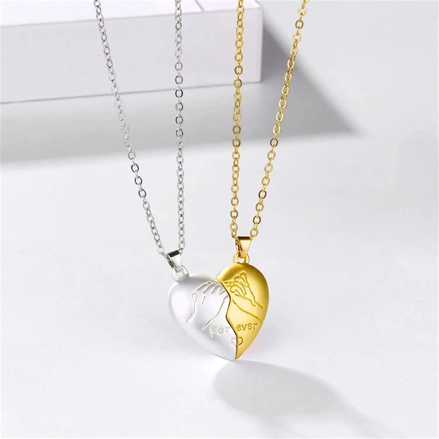 Matching Necklaces for Couples Personalized Stainless Steel Customized Love Heart Forever Pendant Necklaces Valentine's Day Jewelry for Best Friends Women Men