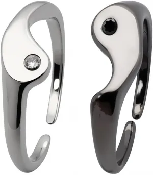 Matching Promise Rings for Couples 2Pcs Yin and Yang Ring Set Adjustable Creative Anniversary Wedding Gifts for Him Her Long Distance Graduation Gift Ideas Future Husband and Wife Gifts