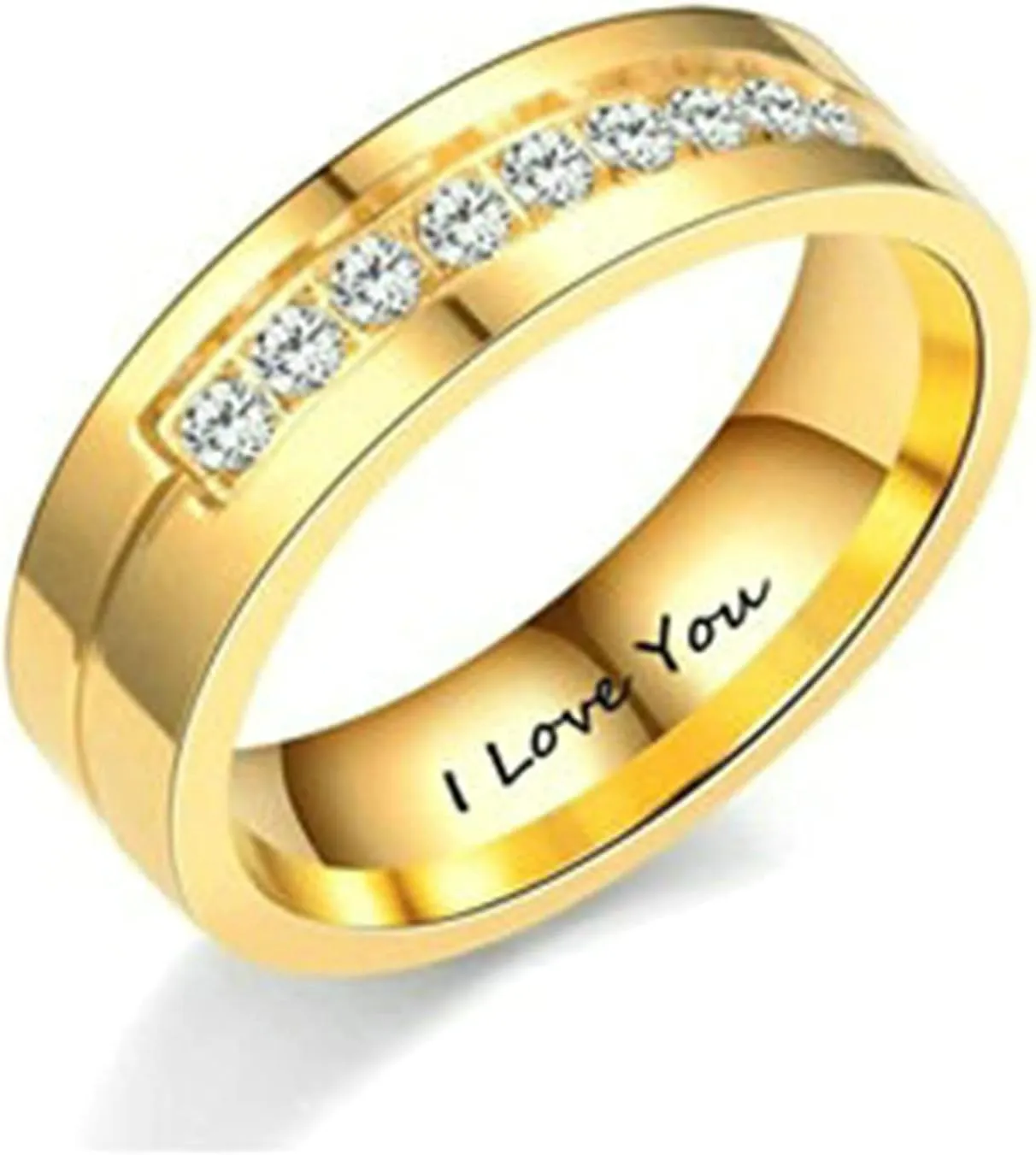Matching Promise Rings for Couples, Cubic Zirconia I Love You Matching Rings Stainless Steel Wedding Rings Engagement Rings Gold