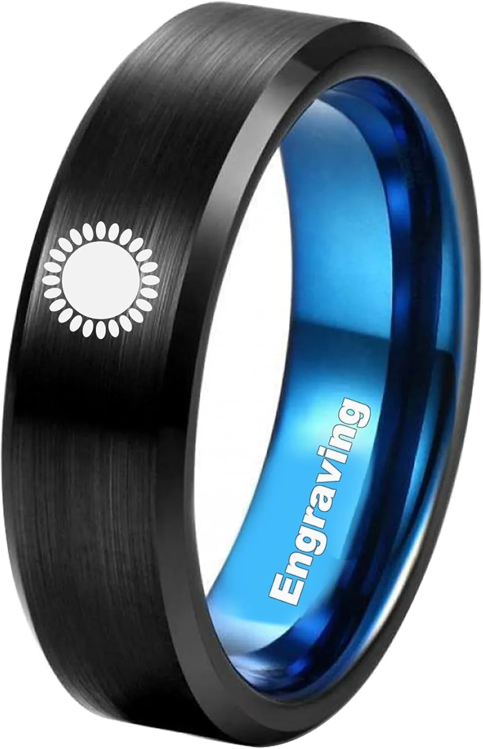 Matching Rings for Couples Personalized Tungsten Rings Sun and Moon Rings Promise Couple Ring Customized Engagement Wedding Ring Band Sets for Him and Her Comfort Fit