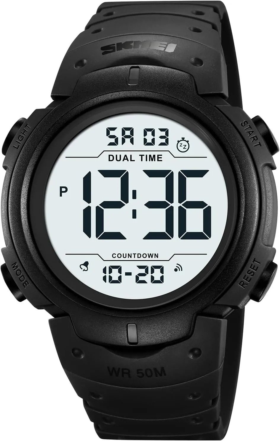 Mens Digital Watch Large Display Easy to Read Time Sports Watches Multifunction Stopwatch Timer Alarm Dual Time Date LED Light Wrist Watches for Men Women