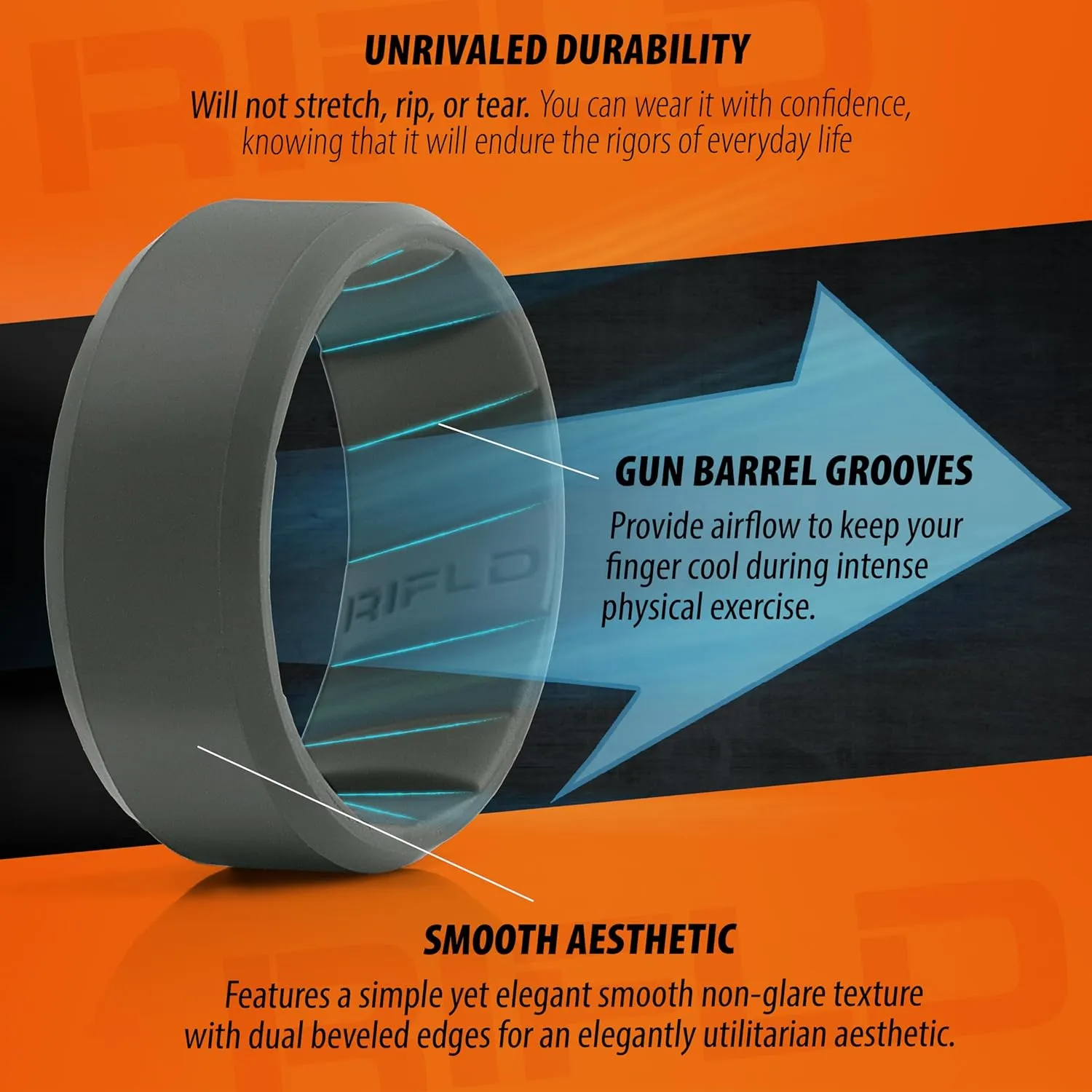 Men's Tactical Silicone Rings, 9mm Wide 2.5mm Thick Rubber Wedding Bands for Him, Breathable Working Man's Performance Ring