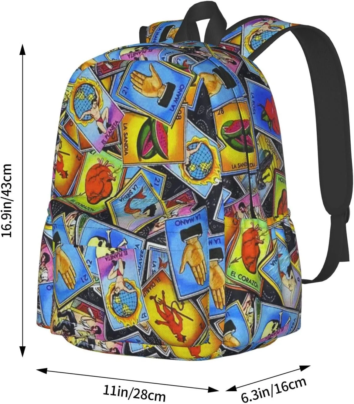 Mexican Loteria Cards Unisex Backpacks 15in Laptop Backpack Multipurpose Double Shoulder Bag For Men Women Gifts