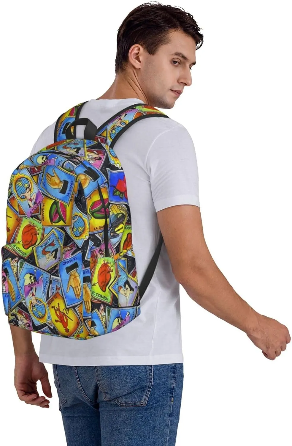 Mexican Loteria Cards Unisex Backpacks 15in Laptop Backpack Multipurpose Double Shoulder Bag For Men Women Gifts