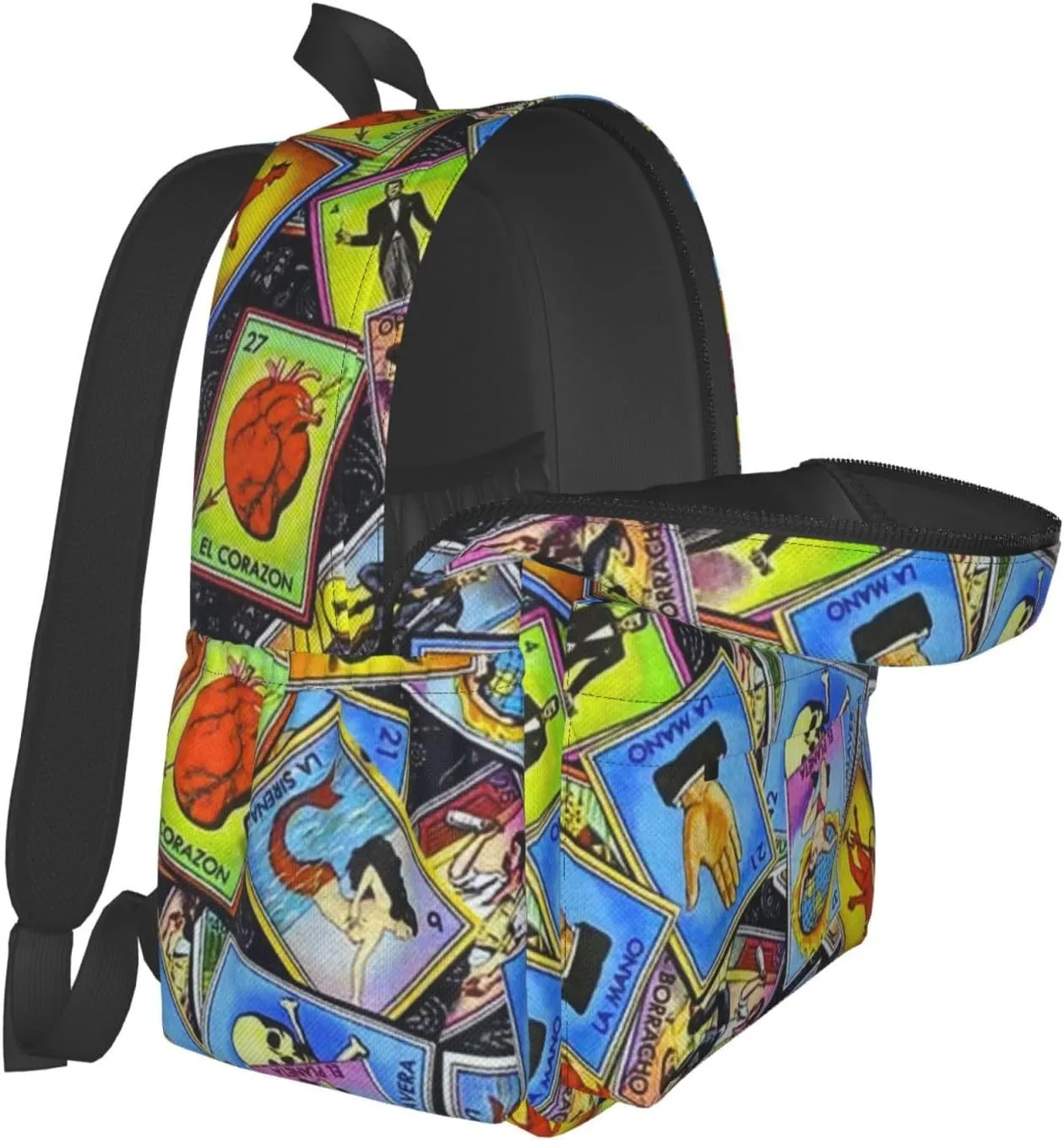 Mexican Loteria Cards Unisex Backpacks 15in Laptop Backpack Multipurpose Double Shoulder Bag For Men Women Gifts