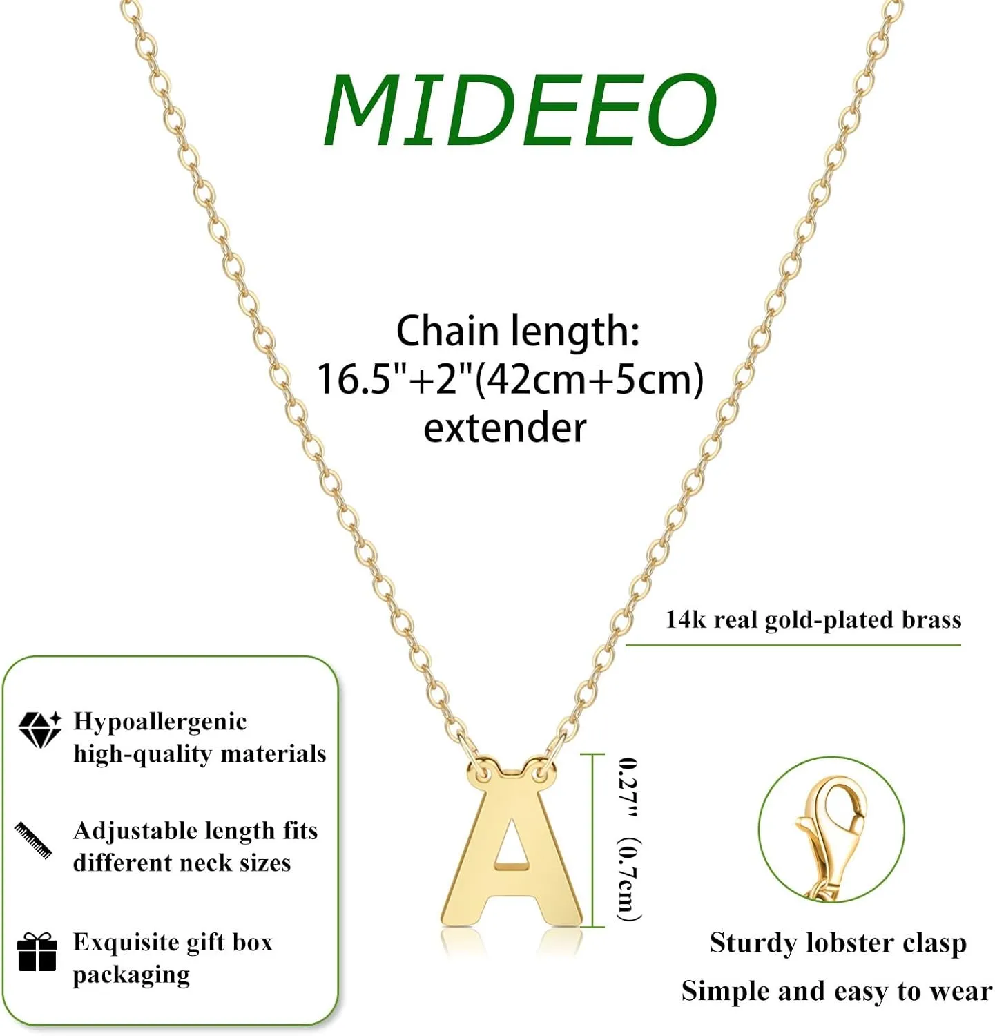 MIDEEO Initial Necklaces for Women, Dainty Letter Necklace Personalized Tiny Initial Pendant Necklace Monogram Cute Letter Name Choker Necklaces Christmas Gift