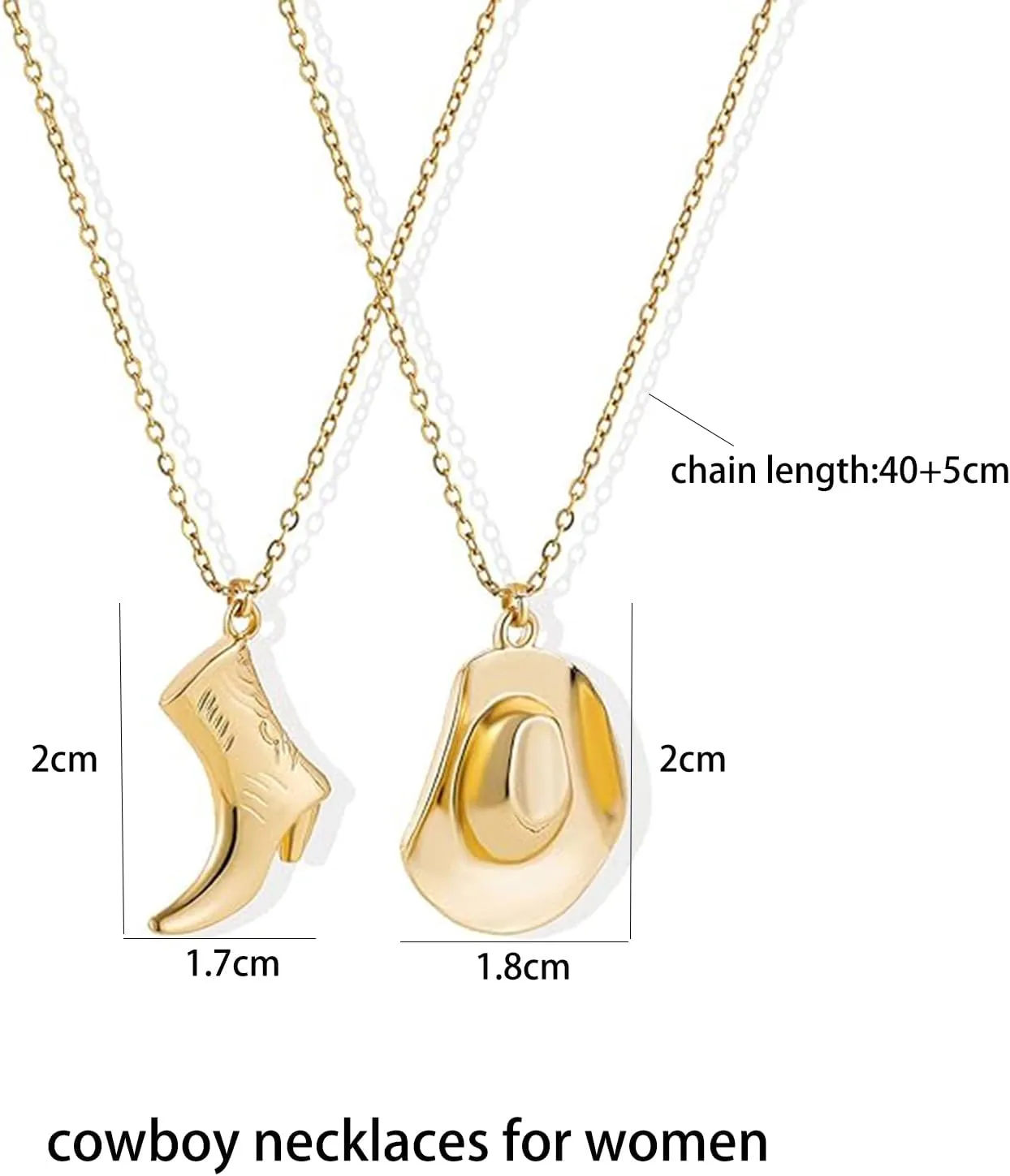 MIFYNN Cowboy Boot Necklace for Women Cowgirl Boot Hat Necklaces 14K Gold Layered Hat Boot Pendant Necklaces Western Country Jewelry Gifts