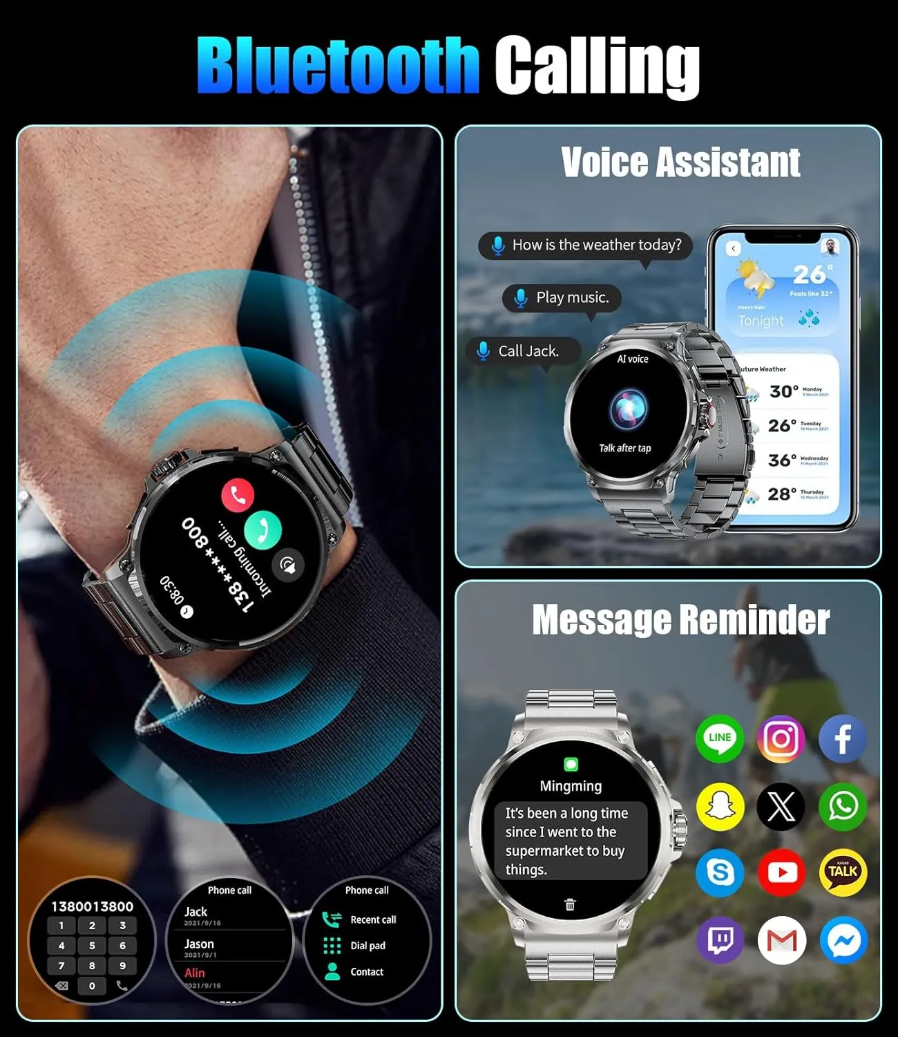 Military Smart Watch for Men,1.85" HD/800mAh Battery Smart Watches for Android iOS (Bluetooth Call Answer/Calls) Fitness Tracker with Heart Rate/Sleep Tracking/Blood Oxygen Black
