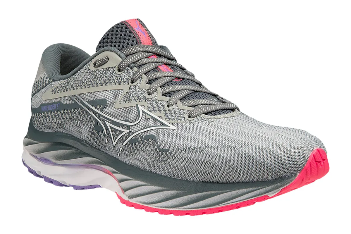 Mizuno Wave Rider 27 B Pearl Blue/White/High-Vis Pink Womens