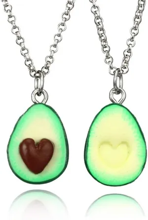 MJartoria BFF Necklace for 2-Best Friend Necklaces Cute Avocado with Heart Friendship Necklaces Set of 2 Friendship Valentine Gifts (Avocado)