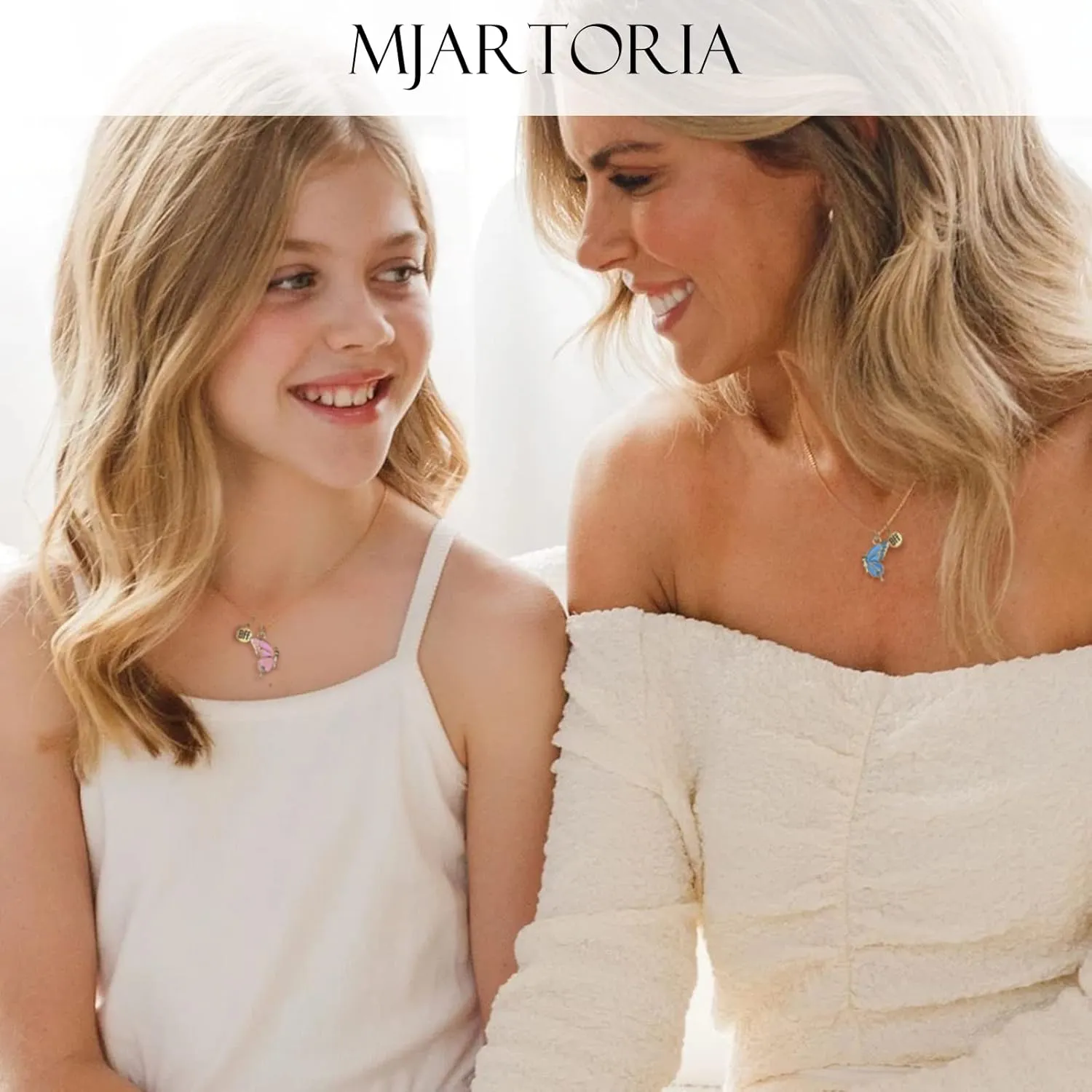 MJartoria BFF Necklace for 2-Butterfly Friendship Necklace Best Friend Forever Butterfly Pendant Matching Necklaces Best Friend Necklaces Gifts