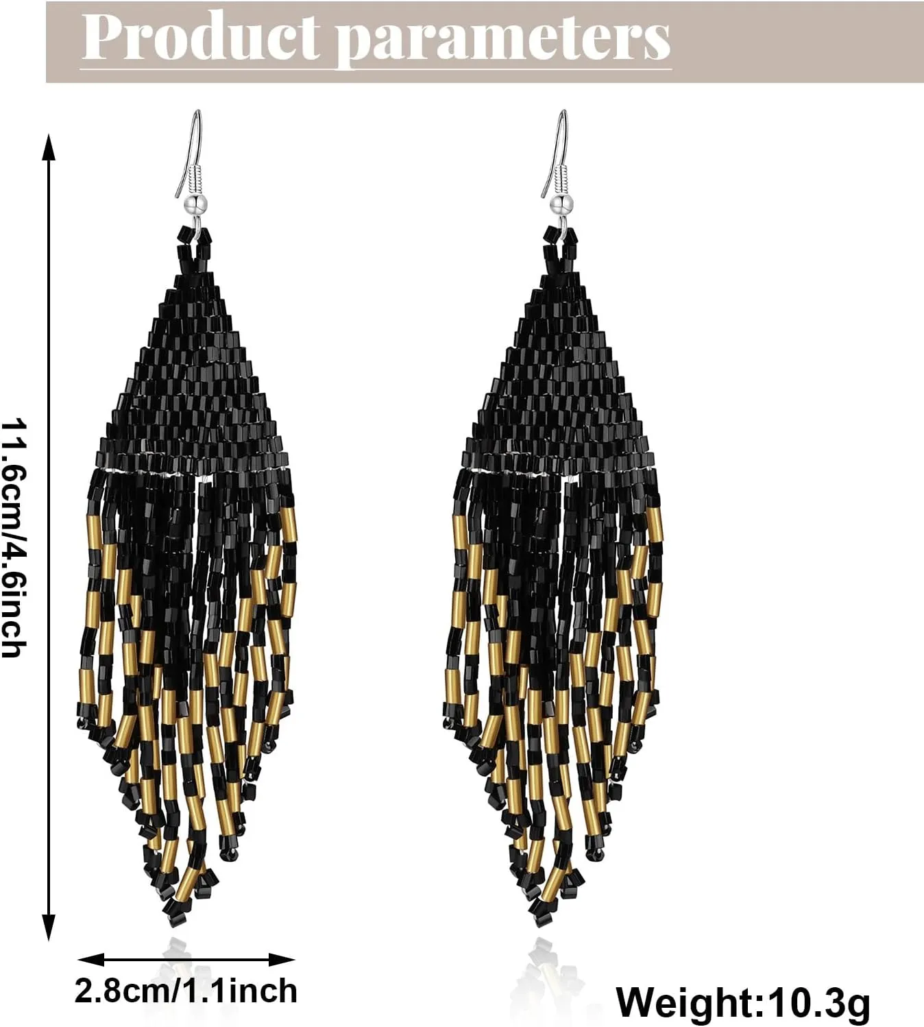 MJartoria Long Beaded Tassel Earrings for Women, Boho Earrings Vintage Drop Dangle Earrings Native Handmade Earrings Statement Earrings Seed Bead Jewelry Gifts