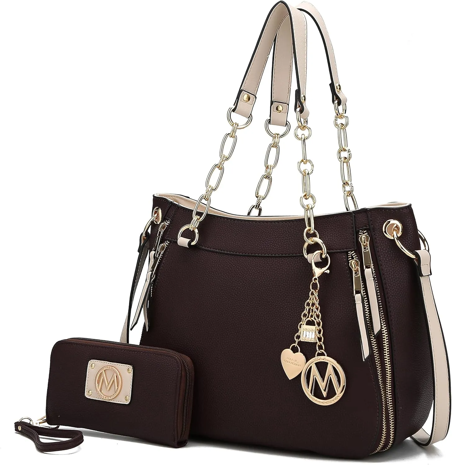 MKF Collection Tote Handbag with Wristlet Wallet, Vegan Leather Crossover Womens Shoulder bag Purse