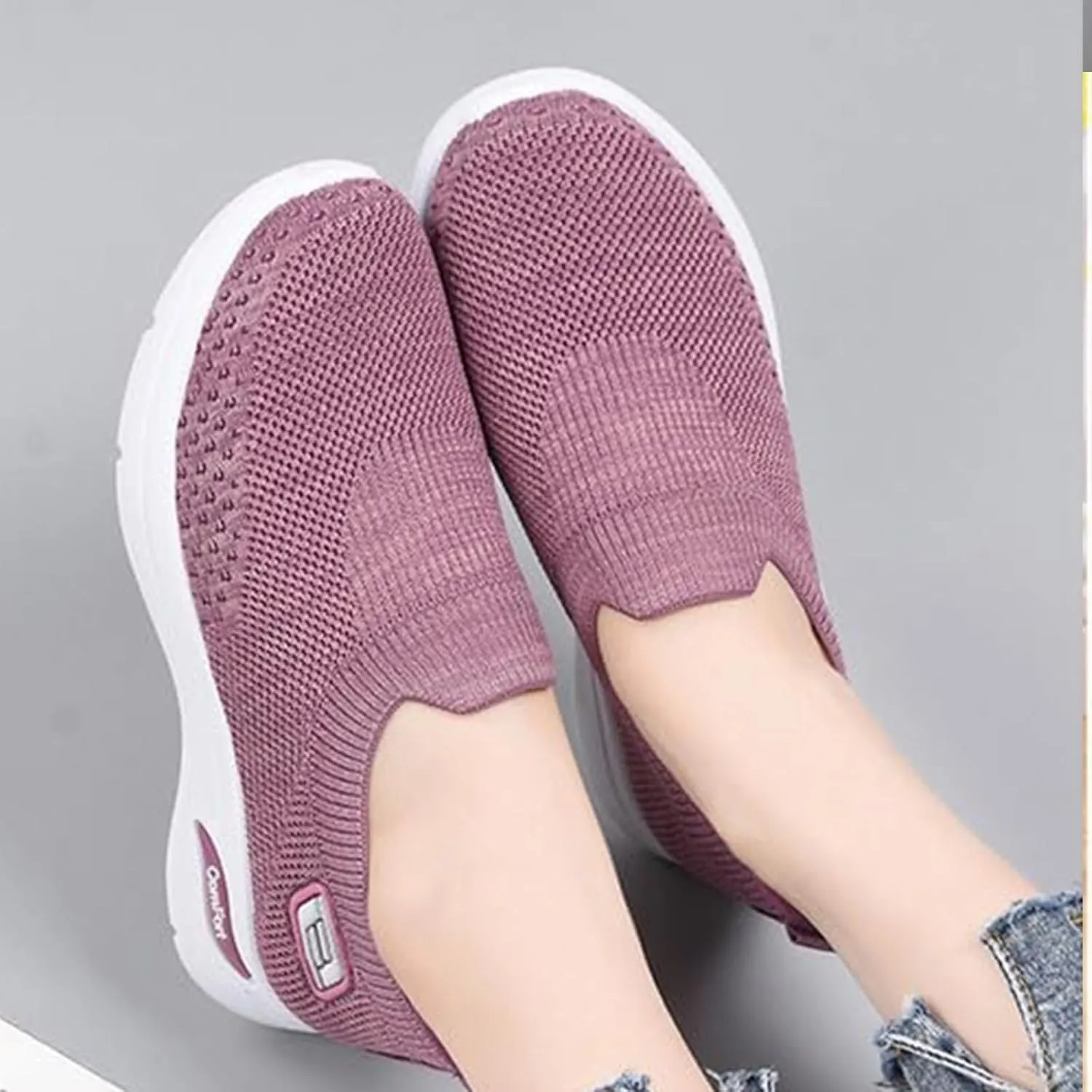 Mmoneyake Womens Slip On Walking Shoes Slip On Casual Mesh-Comfortable Tennis Workout Sneakers Comfort Lightweight Breathable Sock Shoe Non-Slip Mesh Casual Fashion Tennis Running Sneakers