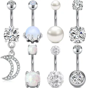 MODRSA Belly Button Ring Belly Rings Surgical Steel Belly Button Ring Hypoallergenic Clicker Belly Button Ring Navel Rings for Women