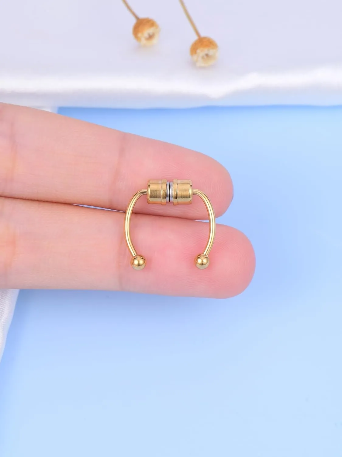 MODRSA Faux Septum Nose Rings - Clip on Septum Ring, Non Piercing Fake Nose Jewelry - Silver, Gold, Black