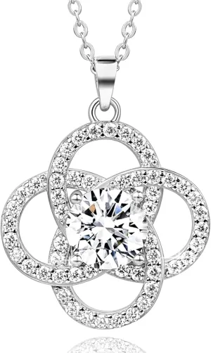 Moissanite Necklace for Women, Infinity Talisman, 1-3 Carat Infinity Pendant Sterling Silver Necklace, Anniversary Eternity Jewelry Gifts for Her & Birthday Gift for Wife, Women, Girlfriend, Mom