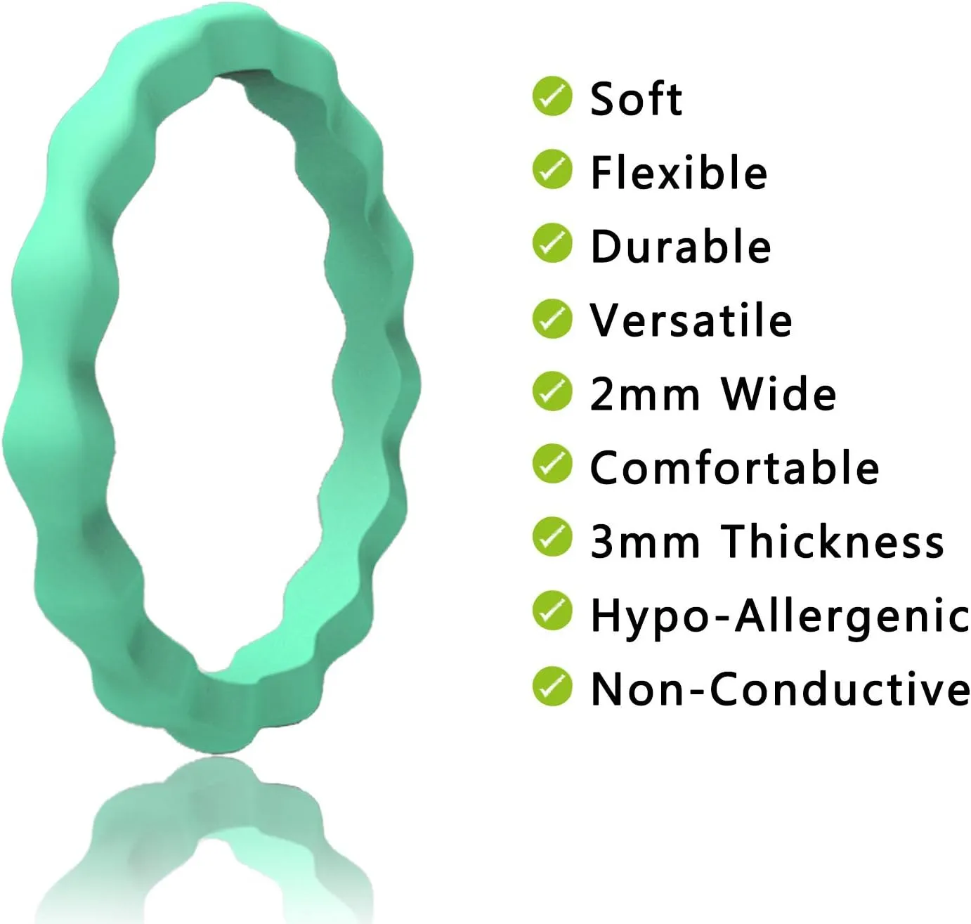MOKANI Silicone Wedding Ring for Women, 10 Pack Thin and Braided Rubber Band, Fashion, Colorful, Comfortable fit, Skin Safe