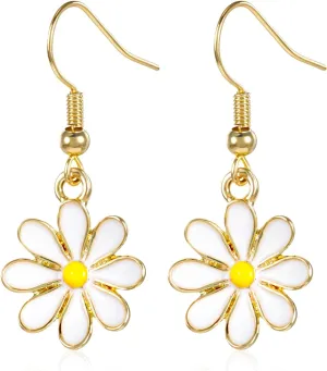 Molain Daisy Earrings for Women, Cute Sunflower Dangle Earrings Bohemian Sunflower Earrings Daisy Flower Hook Earrings Statement Jewelry Gift for Women Sweet Earrings