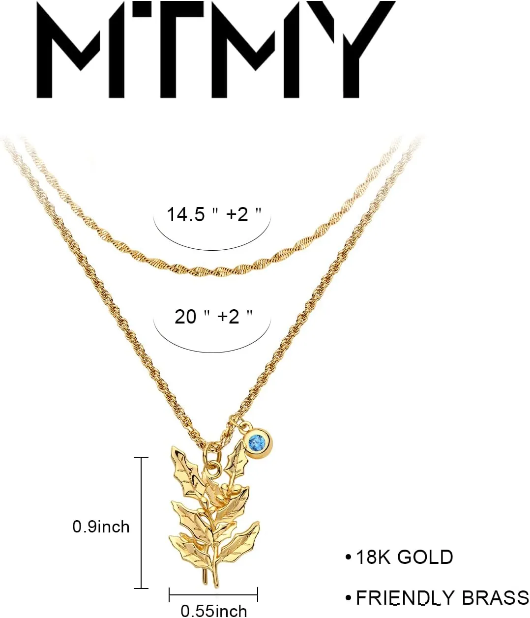 MTMY Birth Flower Necklaces for Women 18K Gold Plated Dainty Layered Birth Month Flower with Birthstone Pendant Necklaces Personalized Custom Floral Jewelry