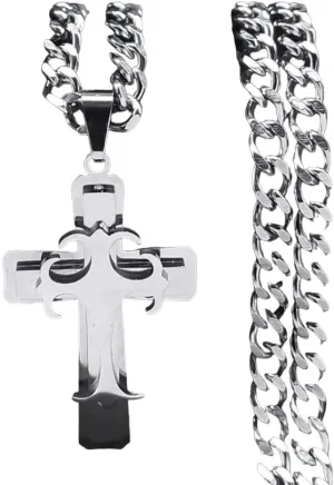 Multi-Layer Cross Stainless Steel Punk Christian Jesus Pendant Necklace Hip Hop Rock Necklaces For Men Religious Amulet Jewelry VHM2620