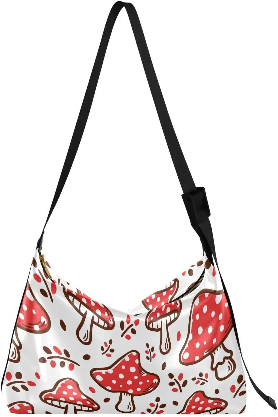 Mushroom Red Hobo Crossbody Bags for Women Leather Large Shoulder Bag Cross Body Cute Plants Trendy Womens Tote Bags Handbag for Travel Shopping