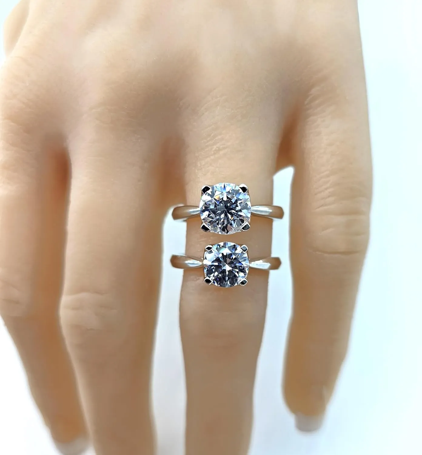 NANA Jewels 2.00ct-3.00ct Simulated Diamond Zirconia Engagement Ring Round Cut Heart & Soul Solitaire Sterling Silver