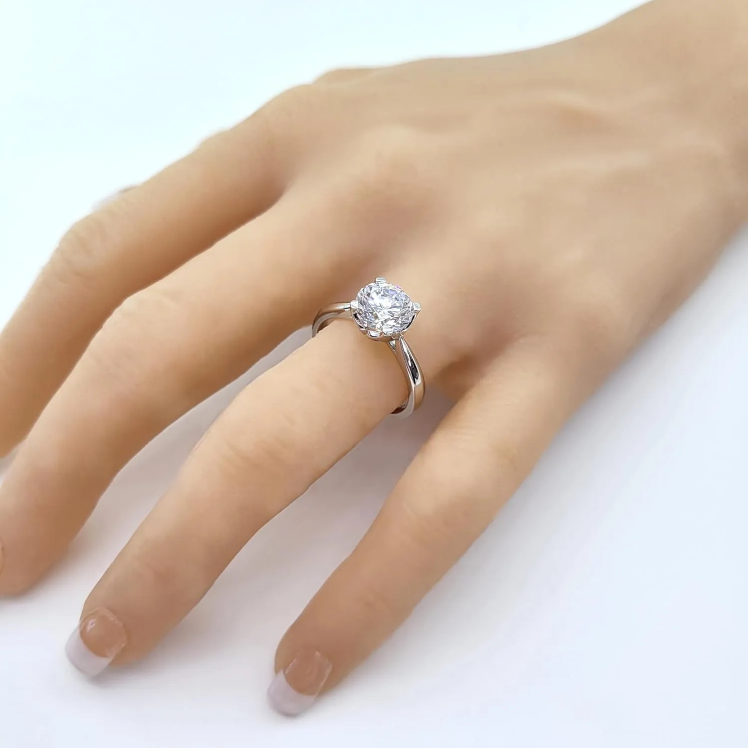 NANA Jewels 2.00ct-3.00ct Simulated Diamond Zirconia Engagement Ring Round Cut Heart & Soul Solitaire Sterling Silver