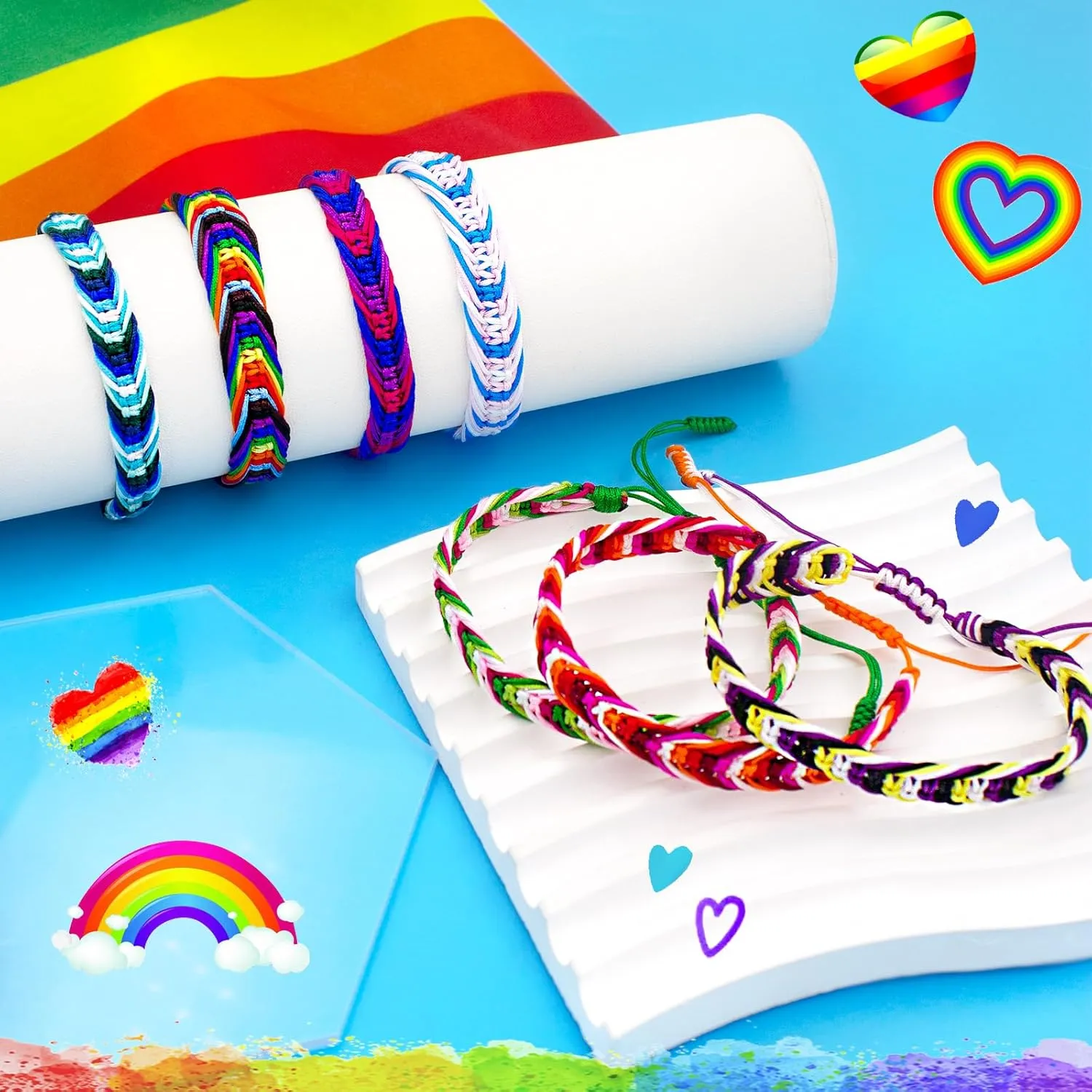 Nanafast LGBTQ Rainbow Pride Bracelets for Women Men Bisexual Lesbian Transgender Pansexual Nonbinary Asexual Gender Fluid Handmade Braided LGBT Pride Bracelets for Pride Month LGBTQ Community