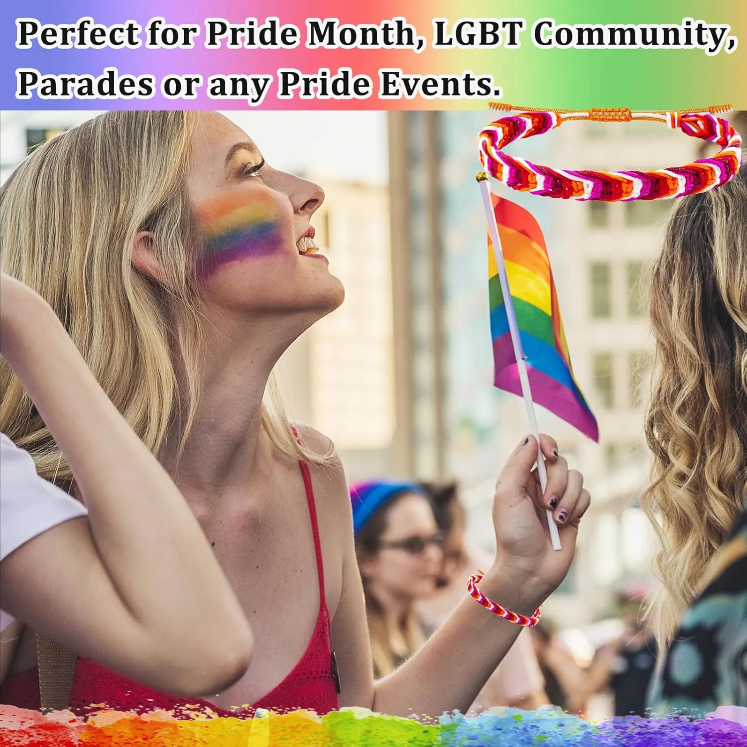 Nanafast LGBTQ Rainbow Pride Bracelets for Women Men Bisexual Lesbian Transgender Pansexual Nonbinary Asexual Gender Fluid Handmade Braided LGBT Pride Bracelets for Pride Month LGBTQ Community