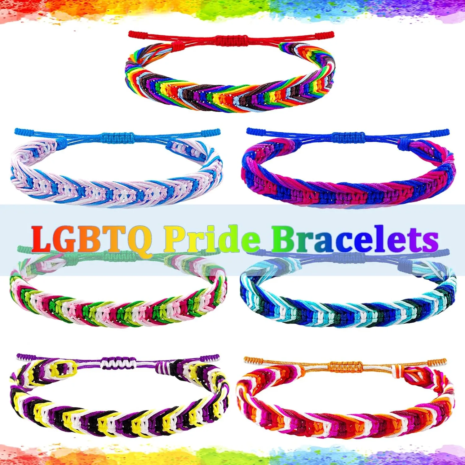 Nanafast LGBTQ Rainbow Pride Bracelets for Women Men Bisexual Lesbian Transgender Pansexual Nonbinary Asexual Gender Fluid Handmade Braided LGBT Pride Bracelets for Pride Month LGBTQ Community