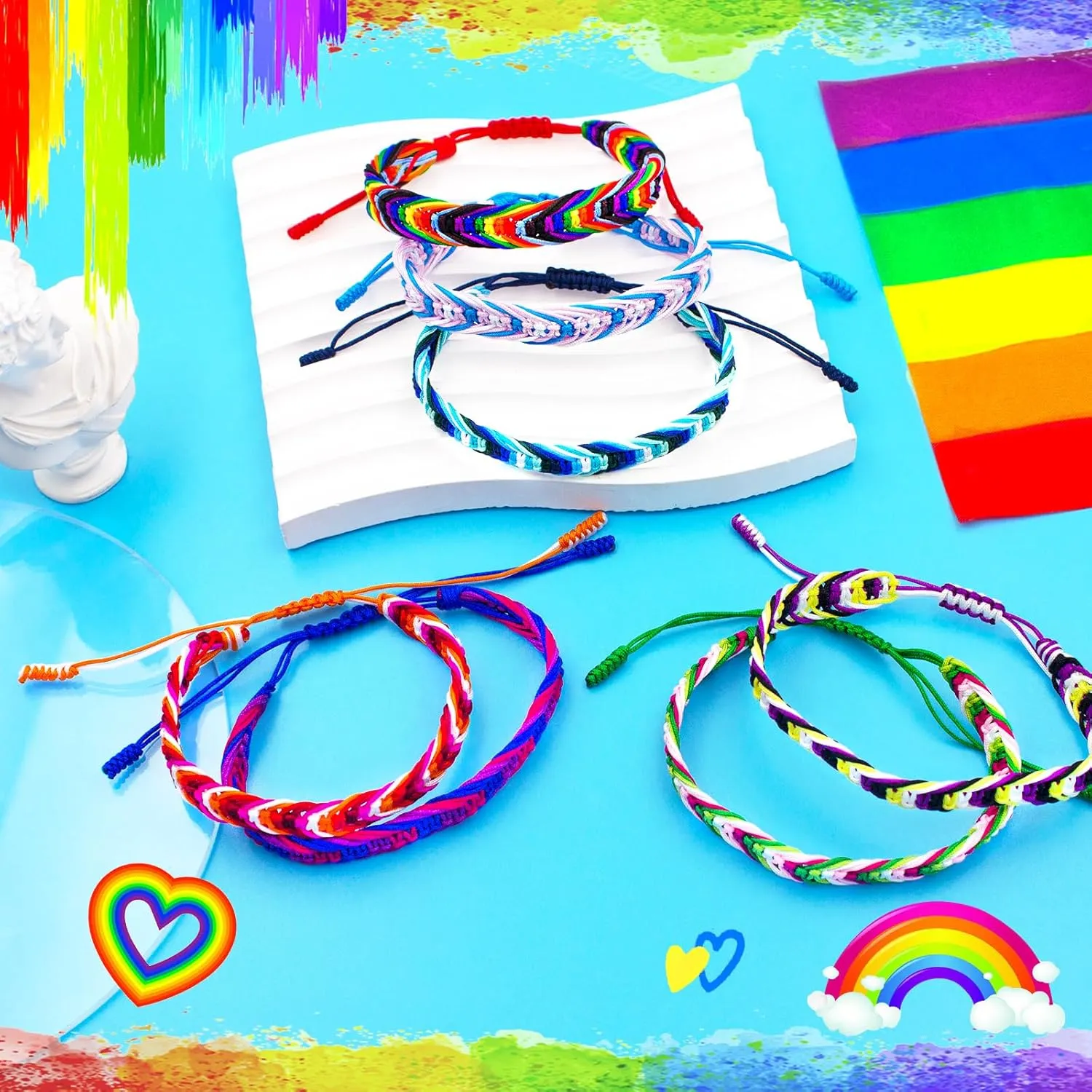 Nanafast LGBTQ Rainbow Pride Bracelets for Women Men Bisexual Lesbian Transgender Pansexual Nonbinary Asexual Gender Fluid Handmade Braided LGBT Pride Bracelets for Pride Month LGBTQ Community