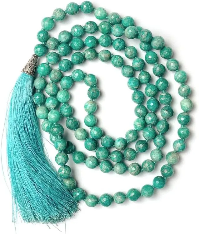 Natural Amazonite 6mm 108 Mala Beads, Spiritual, Meditation Beads, Reiki, Japa Mala, Buddhist Prayer Beads, Yoga Bracelet, healing beads LKMALA-RRGU-3160
