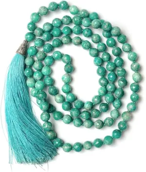 Natural Amazonite 6mm 108 Mala Beads, Spiritual, Meditation Beads, Reiki, Japa Mala, Buddhist Prayer Beads, Yoga Bracelet, healing beads LKMALA-RRGU-3160