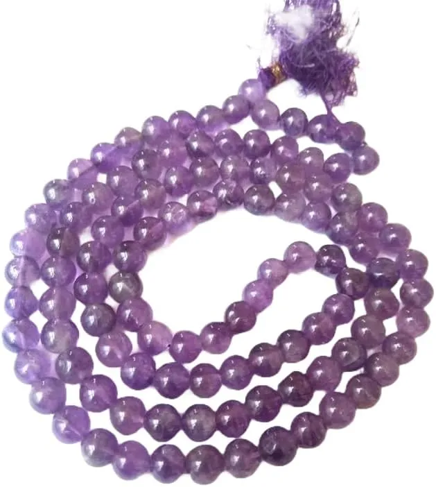 Natural AMETHYST 6-7mm 108 Mala Beads, Spiritual, Meditation Beads, Reiki, Japa Mala, Buddhist Prayer Beads, Yoga Bracelet, healing beads LKMALA-RRGU-1587