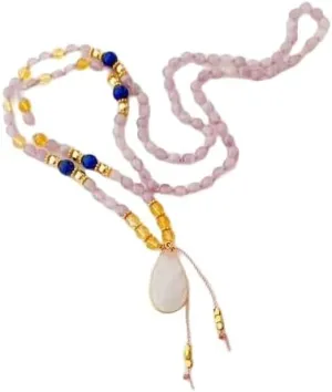 Natural Amethyst with Citrine and Lapis Lazuli 6mm 108 Mala Beads, Spiritual, Meditation Beads, Reiki, Japa Mala, Buddhist Prayer Beads, Yoga Bracelet, healing beads LKMALA-RRGU-2128, 34 inch