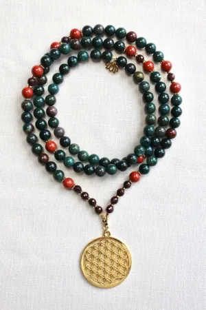 Natural Bloodstone, garnet 6mm,8mm 108 Mala Beads, Spiritual, Meditation Beads, Reiki, Japa Mala, Buddhist Prayer Beads, Yoga Bracelet, healing beads LKMALA-RRGU-2949