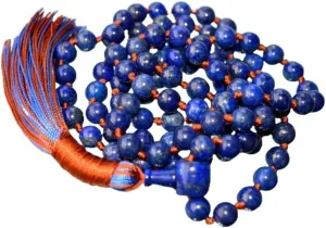 Natural blue lapis lazuli 10mm 108 Mala Beads, Spiritual, Meditation Beads, Reiki, Japa Mala, Buddhist Prayer Beads, Yoga Bracelet, healing beads LKMALA-RRGU-1874, 34 inch