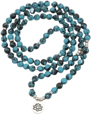 Natural blue turquoise 6mm 108 Mala Beads, Spiritual, Meditation Beads, Reiki, Japa Mala, Buddhist Prayer Beads, Yoga Bracelet, healing beads LKMALA-RRGU-2594